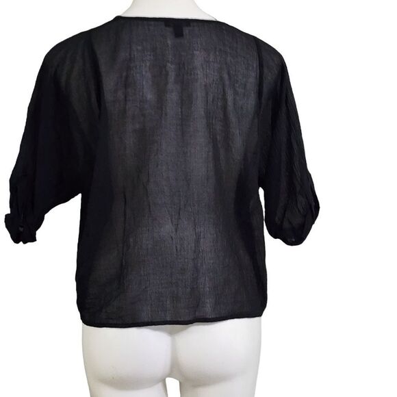 Express factory top black gauze 1/2 sleeve M witchy whimsigoth - Picture 2 of 4